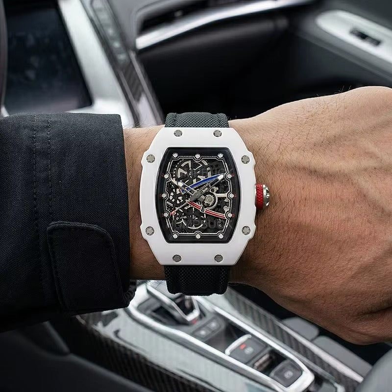 RICHARD MILLE RM67-02 Men’s Ultra-Thin Barrel Watch with Nylon Strap – Minimalist Quartz Timepiece