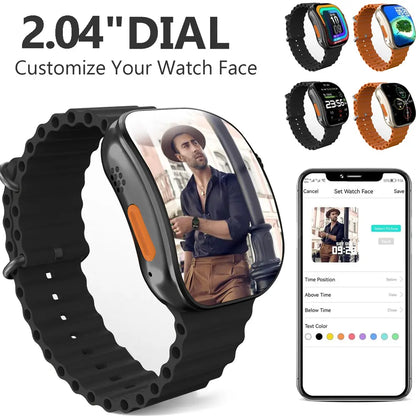 W&O Smart Watch with 2.02" Dial Wireless Calling Dialing 100+ Sport Modes Fitness Tracker with Various APP Reminders Call Message Reminder Touch Screen Compatible with iPhone Android Wearable Smart Bracelet Digital Wristwatch Fall Gift