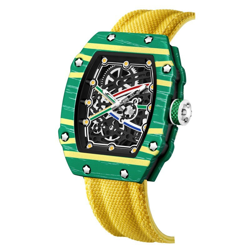 RICHARD MILLE RM67-02 Men’s Ultra-Thin Barrel Watch with Nylon Strap – Minimalist Quartz Timepiece